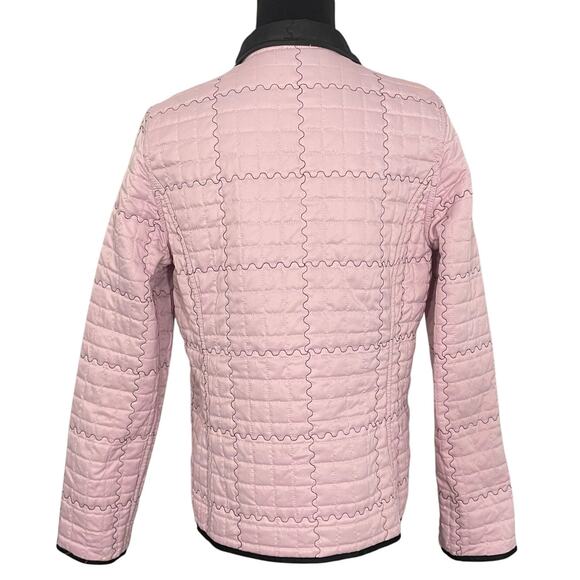 Vintage Reversible Quilted Jacket Down Filled Baby Pink Embroidered Puffer Coat - Picture 4 of 13